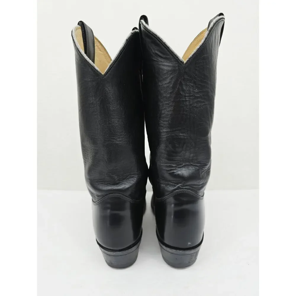 Vintage Men's Western Cowboy Boots Leather Black 9 Wide